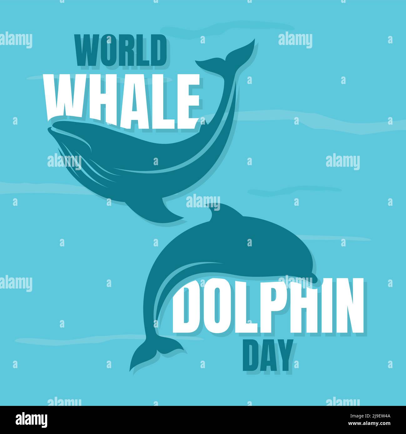 World Whale und Dolphin Day kreativer Hintergrund. Vektorgrafik EPS.8 EPS.10 Stock Vektor