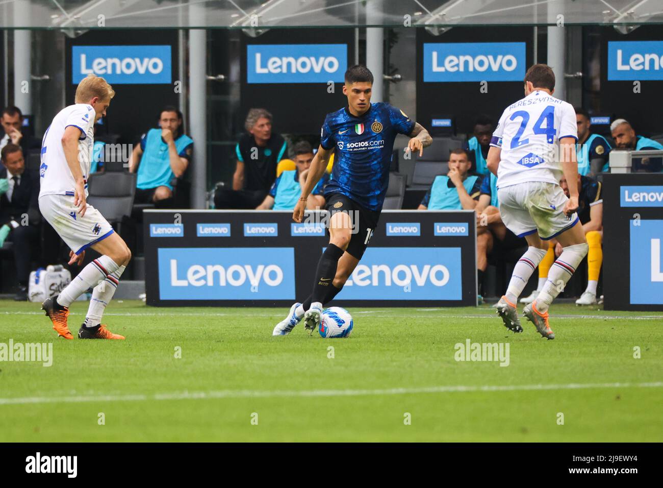 italienische Fußballserie Ein Spiel zwischen FC Internazionale und UC Sampdoria am 22. Mai 2022 im Giuseppe Meazza-Stadion in San Siro in Mailand, Italien Stockfoto