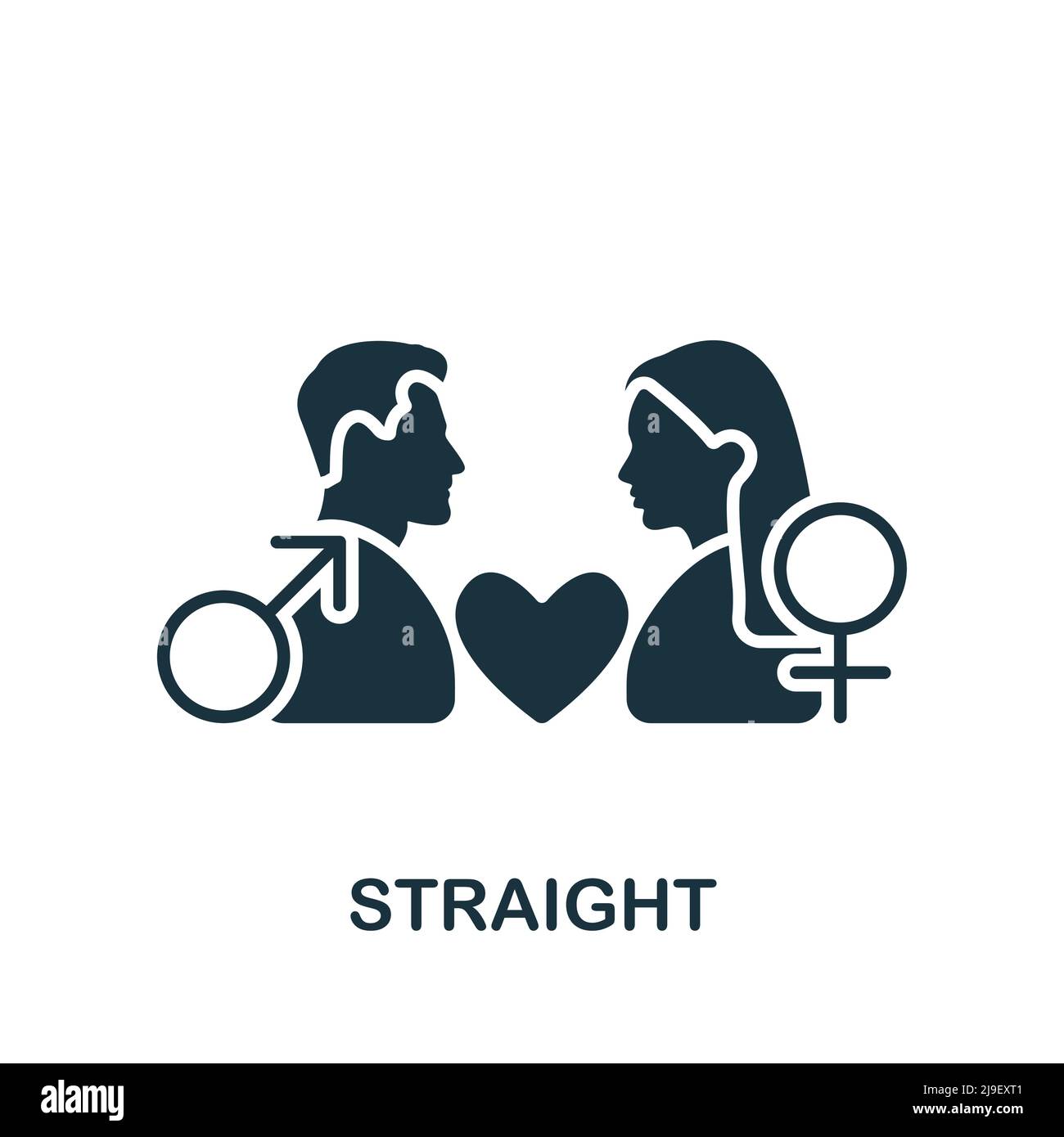 Gerades Symbol. Monochromes, einfaches LGBT-Symbol für Vorlagen, Webdesign und Infografiken Stock Vektor