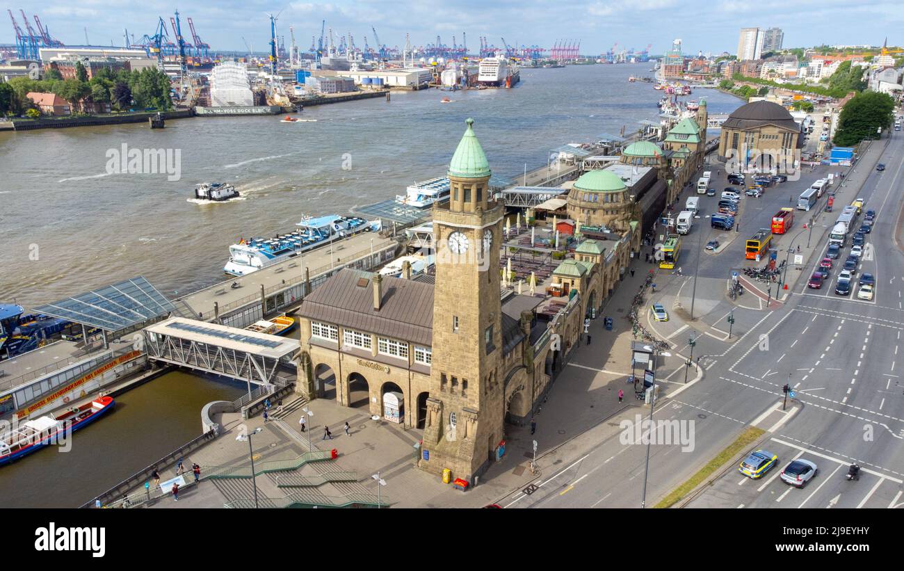 Landungsbrücken, St. Pauli Hafen von Hamburg, Deutschland Stockfoto