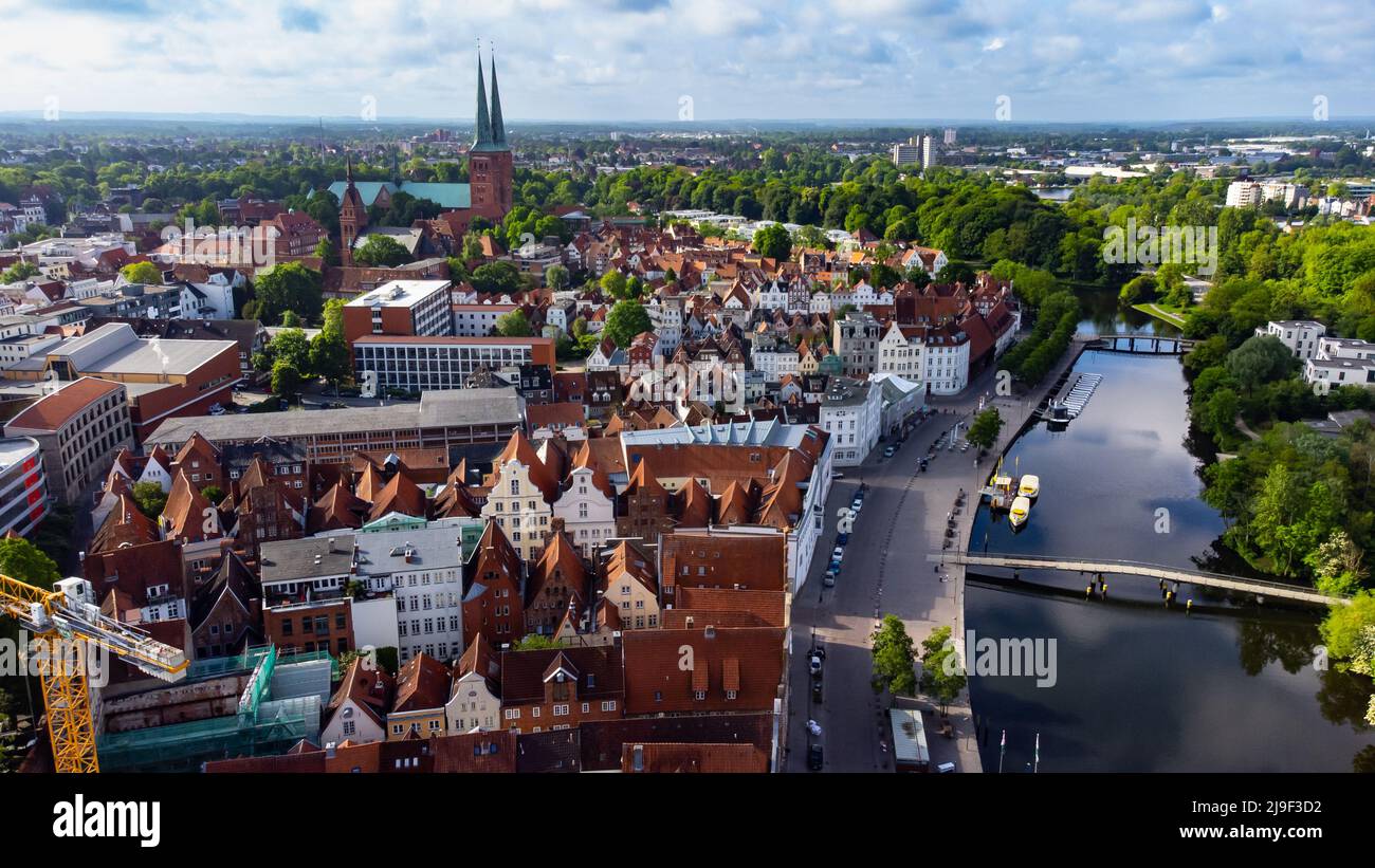 Blick von oben Lübeck, Deutschland Stockfoto