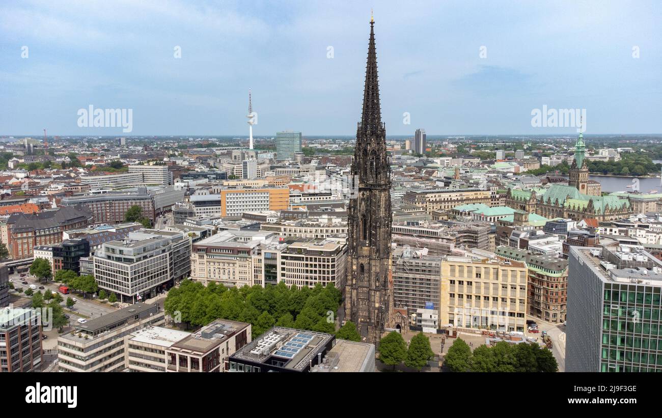 Denkmal St. Nikolai, Mahnmal St. Nikolai, Hamburg, Deutschland Stockfoto
