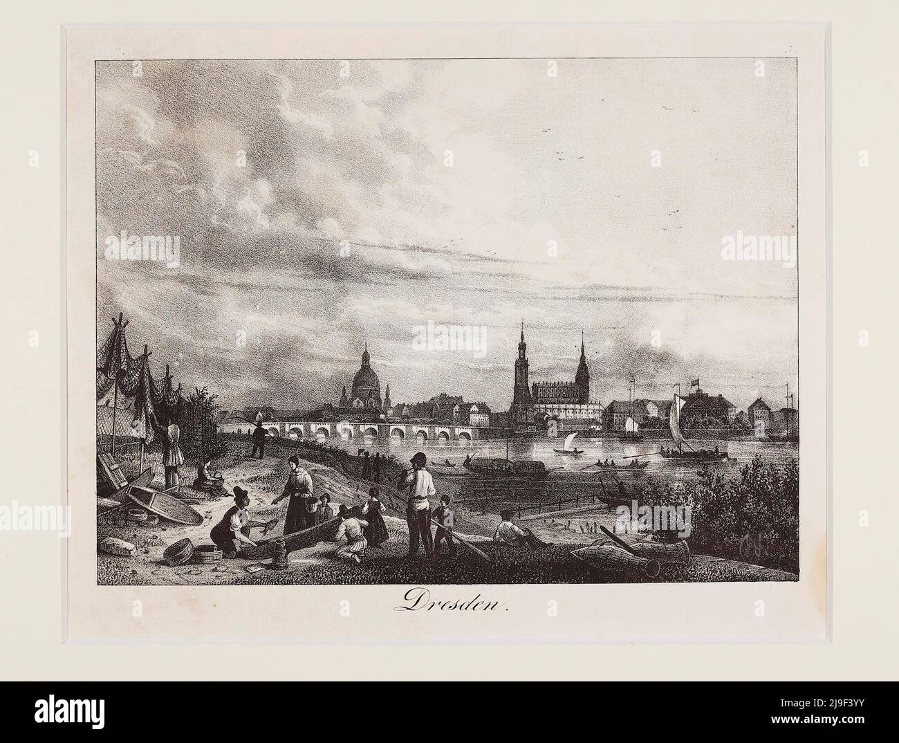 Dresdner Kupferstich aus dem 19.. Jahrhundert. Deutschland Stockfoto Dresdner Kupferstich aus dem 19.. Jahrhundert. Deutschland Stockfoto