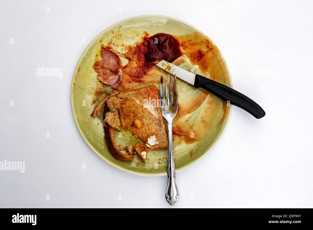 Gekochte Frühstücksreste Stockfoto