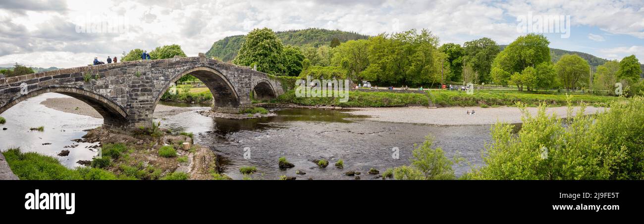 Pont Fawr (Llanrwst Bridge) River Conwy, Llanrwst, Conwy, Wales, Großbritannien Stockfoto