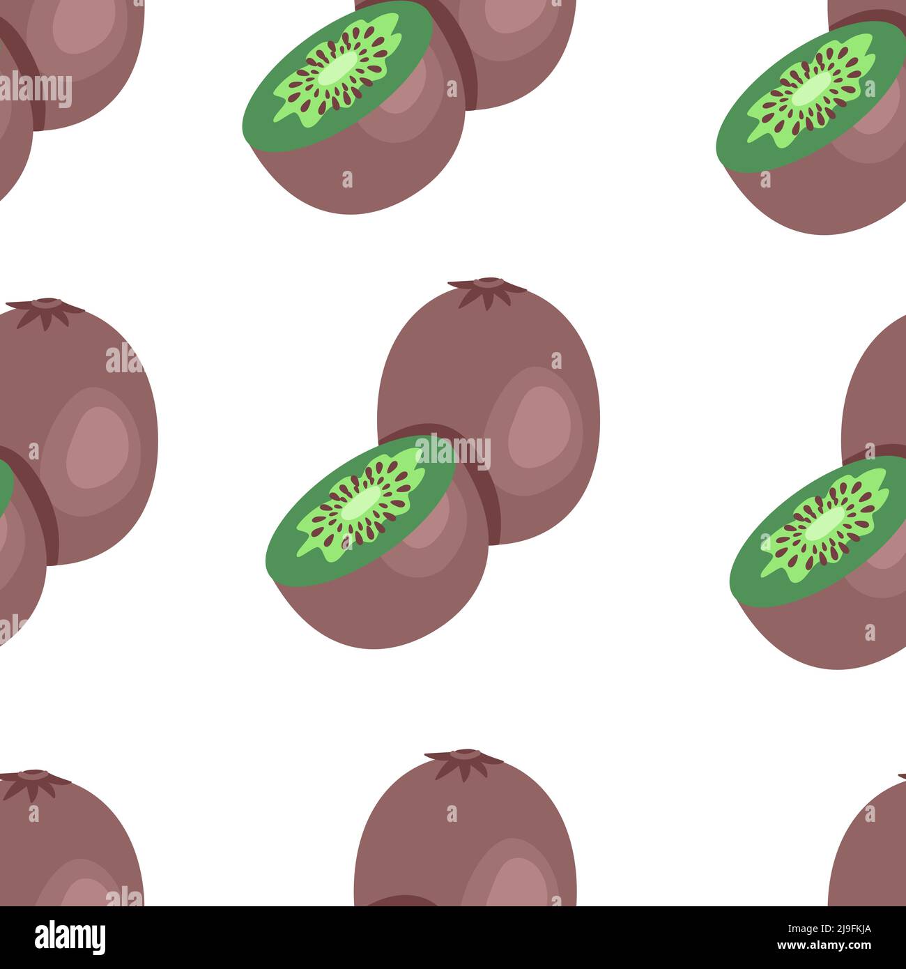 Ganze und halbe Kiwi nahtloses Muster. Obstdruck, Vektor-Illustration in flachem Stil Stock Vektor