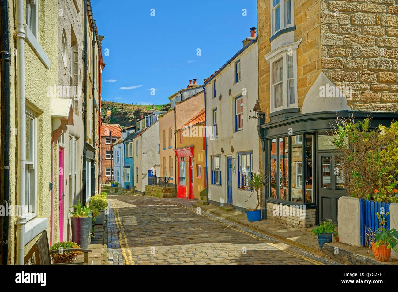 Altes Haus in der High Street in Staithes in North Yorkshire, England. Stockfoto