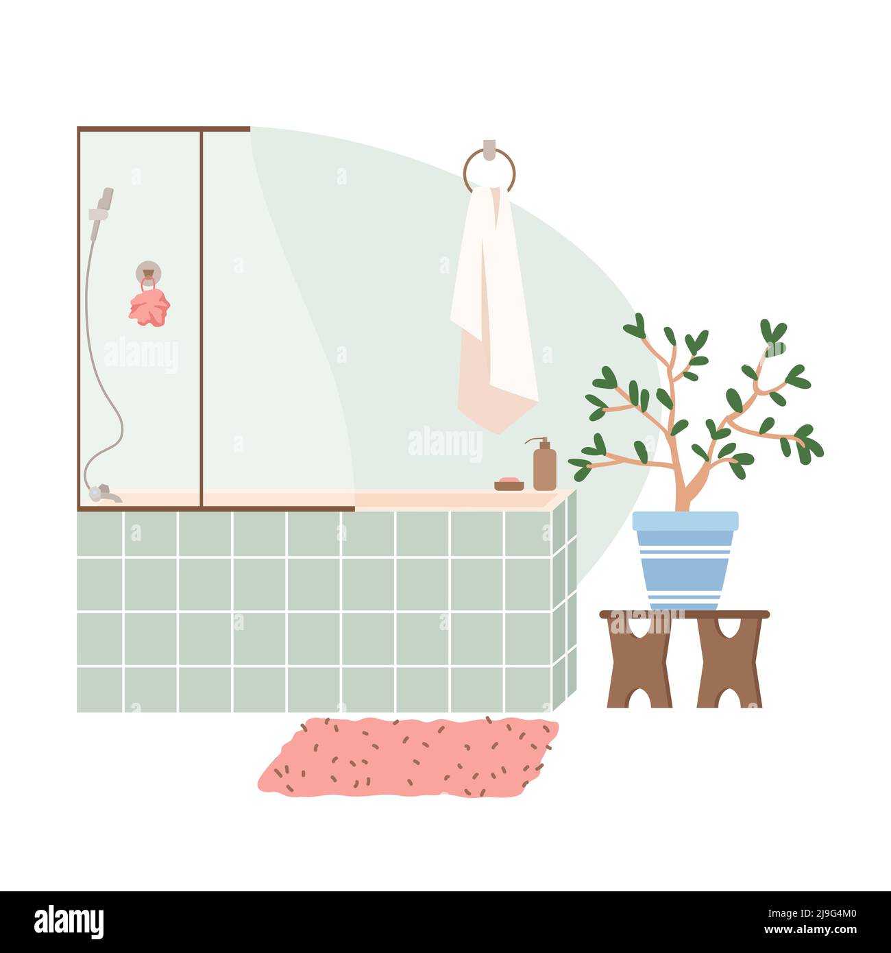 Moderne, gemütliche Badezimmereinrichtung Stock Vektor