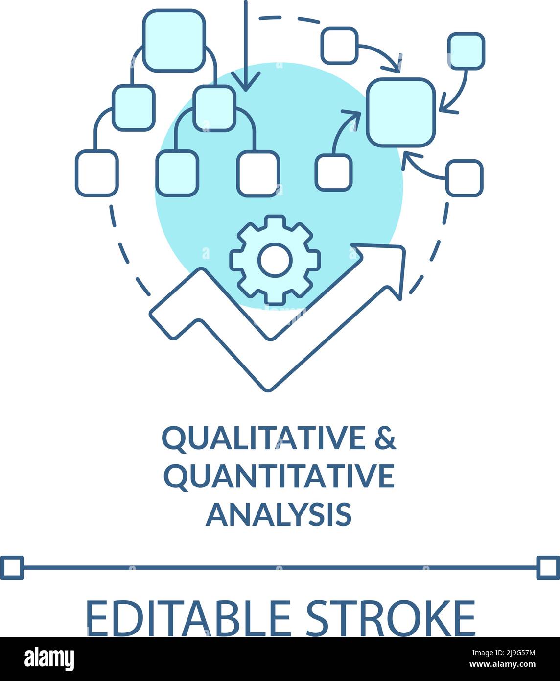 Qualitative und quantitative Analyse türkisfarbenes Konzeptsymbol Stock Vektor