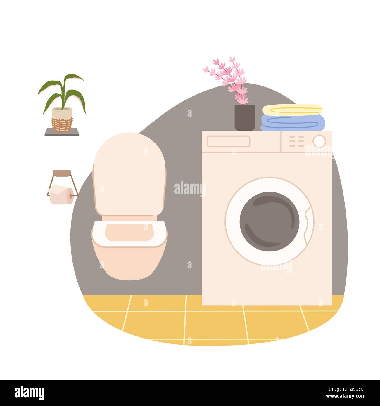 Badezimmer mit Toilette und Waschmaschine Stock Vektor