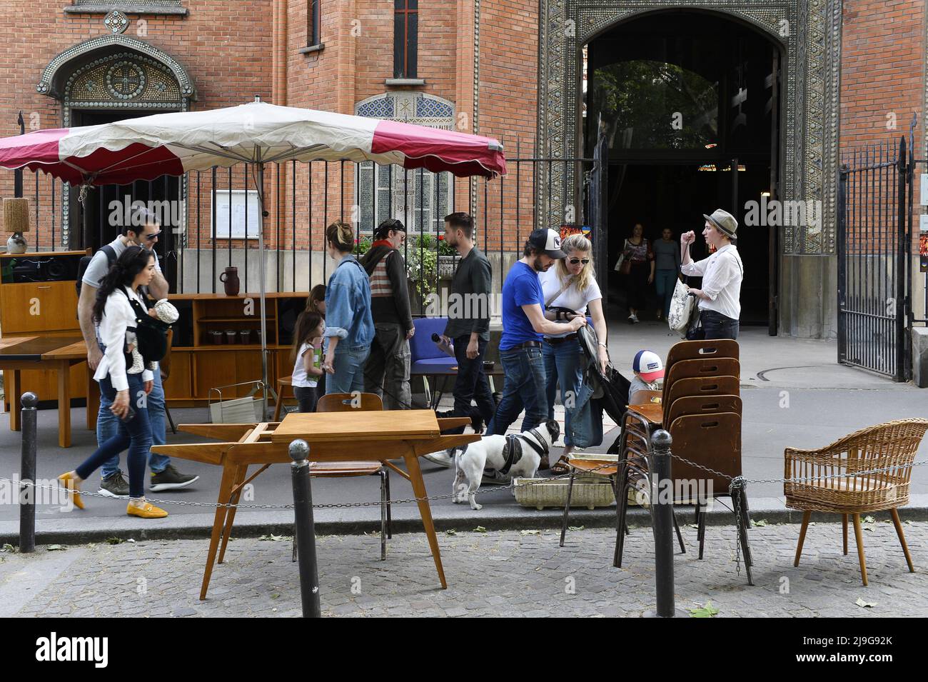 Brocante auf der Place des Abbesses - Paris 18. - Frankreich Stockfoto