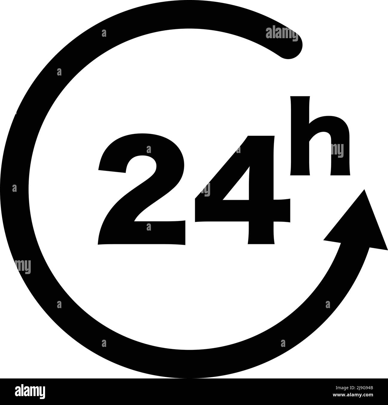 24-Stunden-Symbol. Rotierender Pfeilvektor. Bearbeitbarer Vektor. Stock Vektor