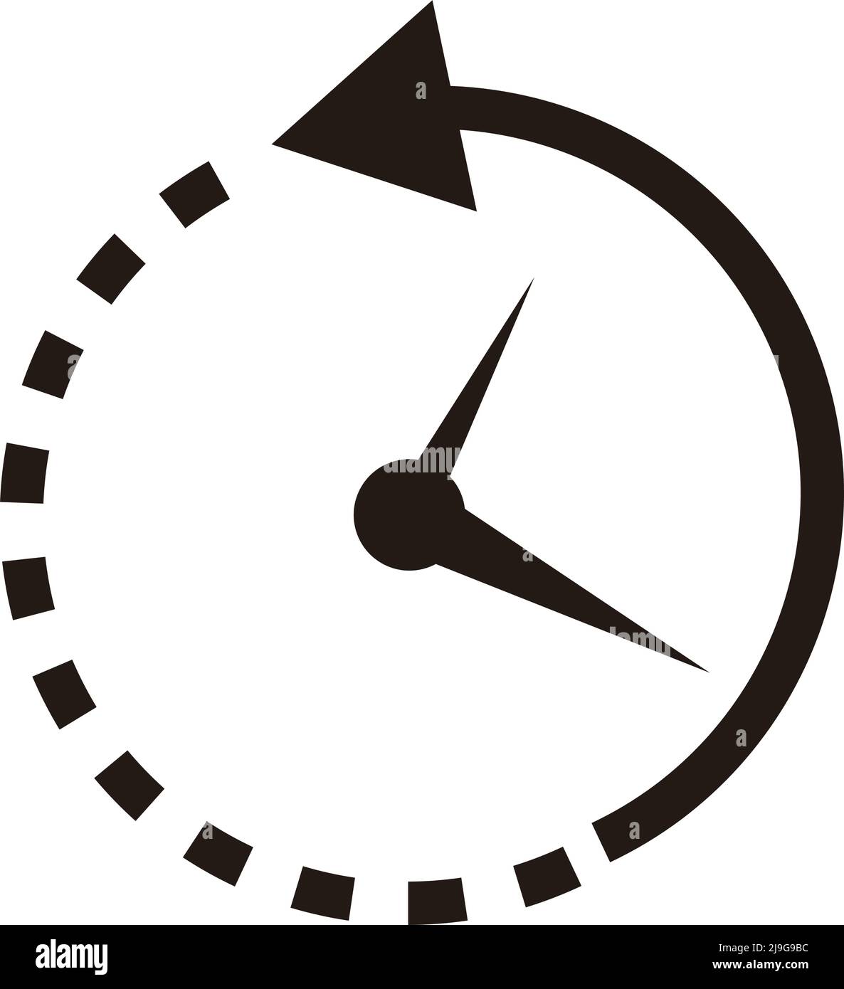 Gepunktete Linien und rotierende Pfeile. Uhrsymbol. Bearbeitbarer Vektor. Stock Vektor