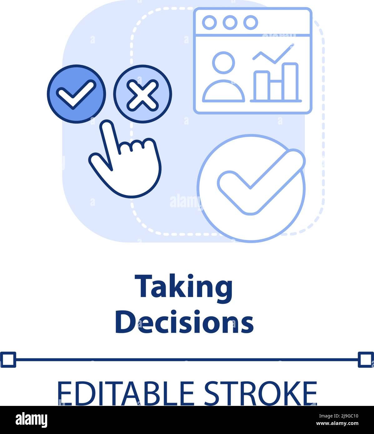 Treffen von Entscheidungen hellblaues Konzeptsymbol Stock Vektor