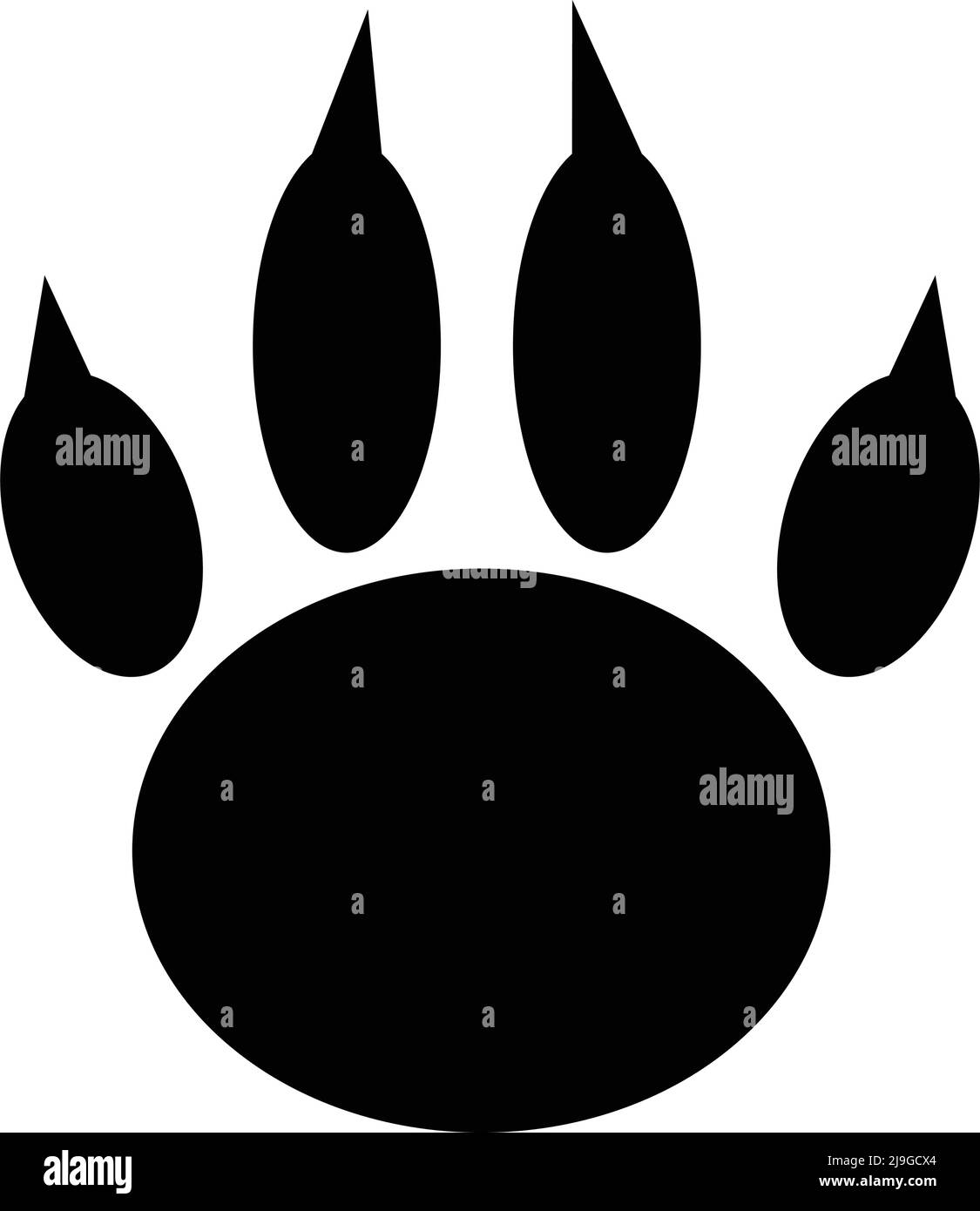 Eine Ikone einer Pfote mit einer Klaue. Silhouettenvektor. Bearbeitbarer Vektor. Stock Vektor