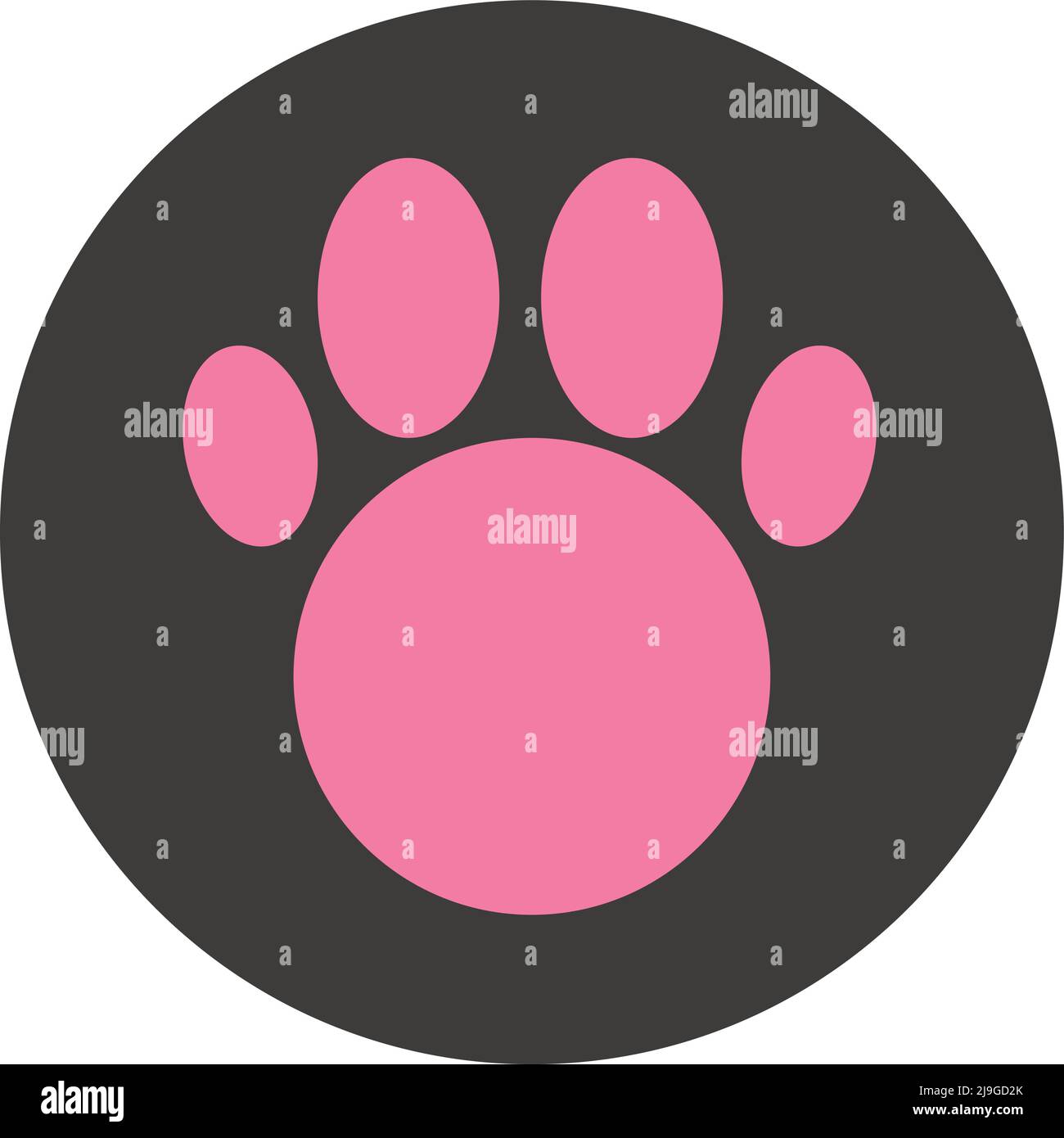 Ein Pfotensymbol in einem schwarzen Kreis. Bearbeitbarer Vektor. Stock Vektor