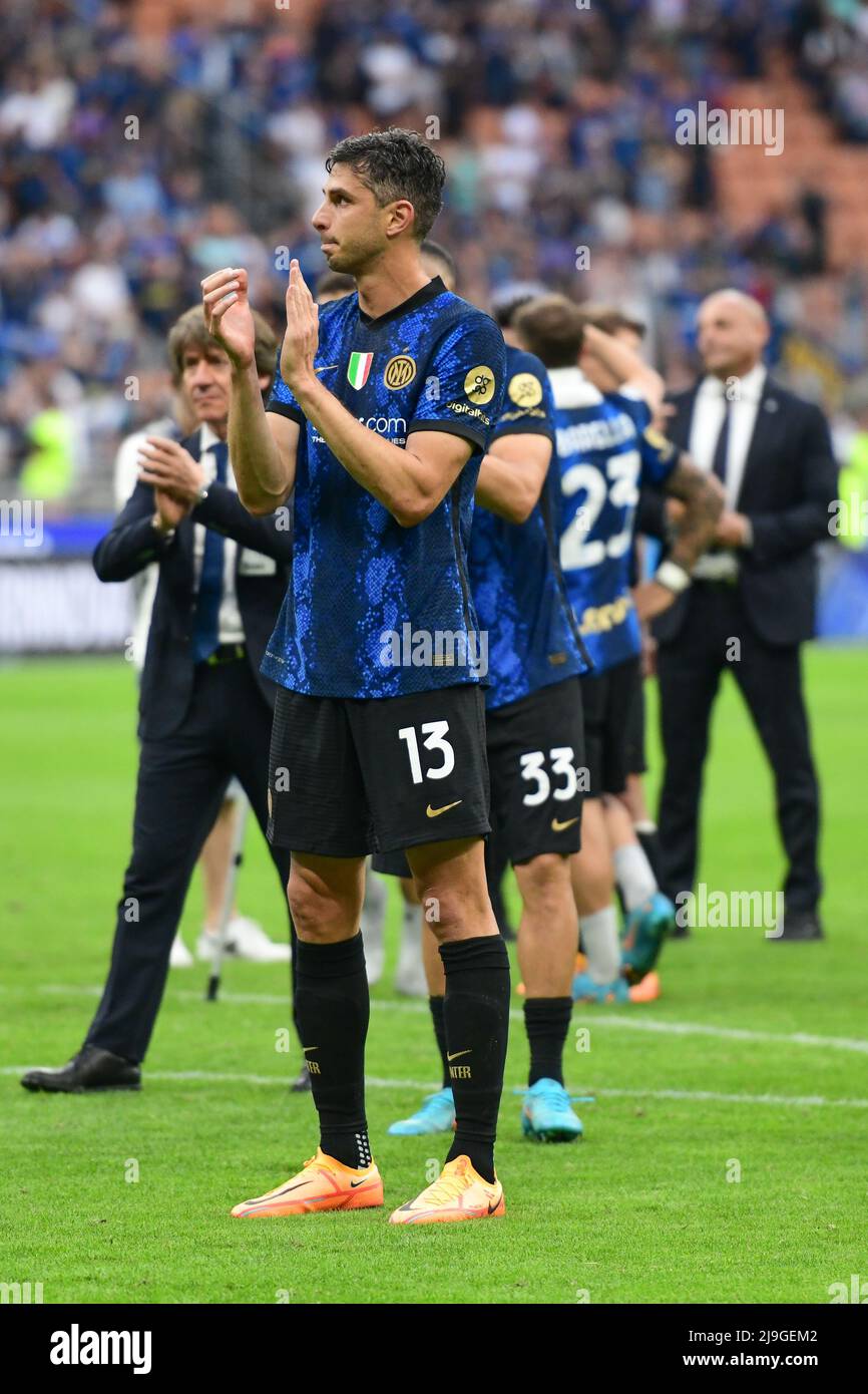 Mailand, Italien. 22.. Mai 2022. Andrea Ranocchia (13) von Inter sah nach der Serie Ein Spiel zwischen Inter und Sampdoria bei Giuseppe Meazza in Mailand. (Foto: Gonzales Photo/Alamy Live News Stockfoto