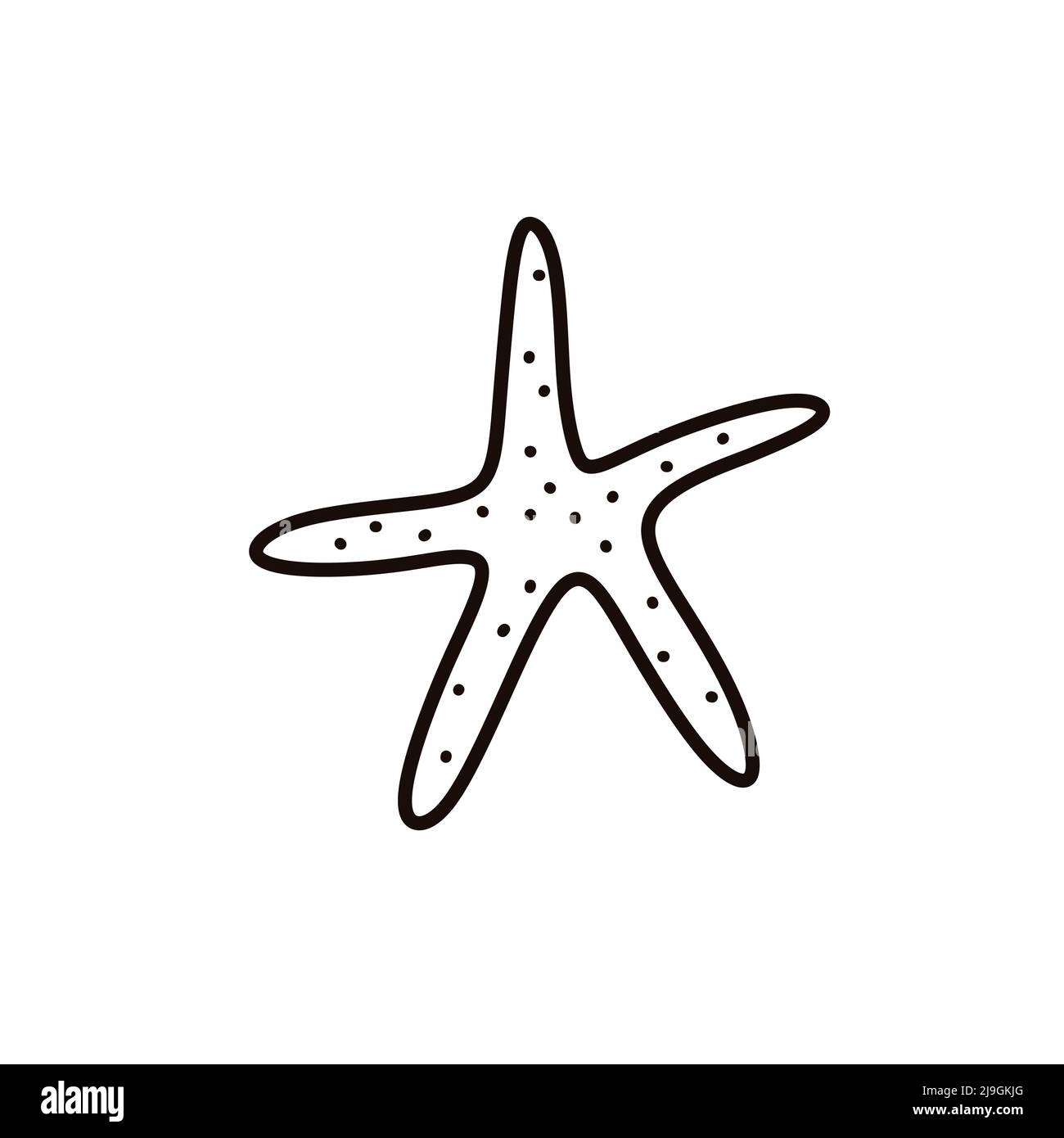 Niedliche Seesterne isoliert auf weißem Hintergrund. Vektor-handgezeichnete Illustration im Doodle-Stil. Perfekt für Sommer-Designs, Karten, Logo, Dekorationen. Stock Vektor