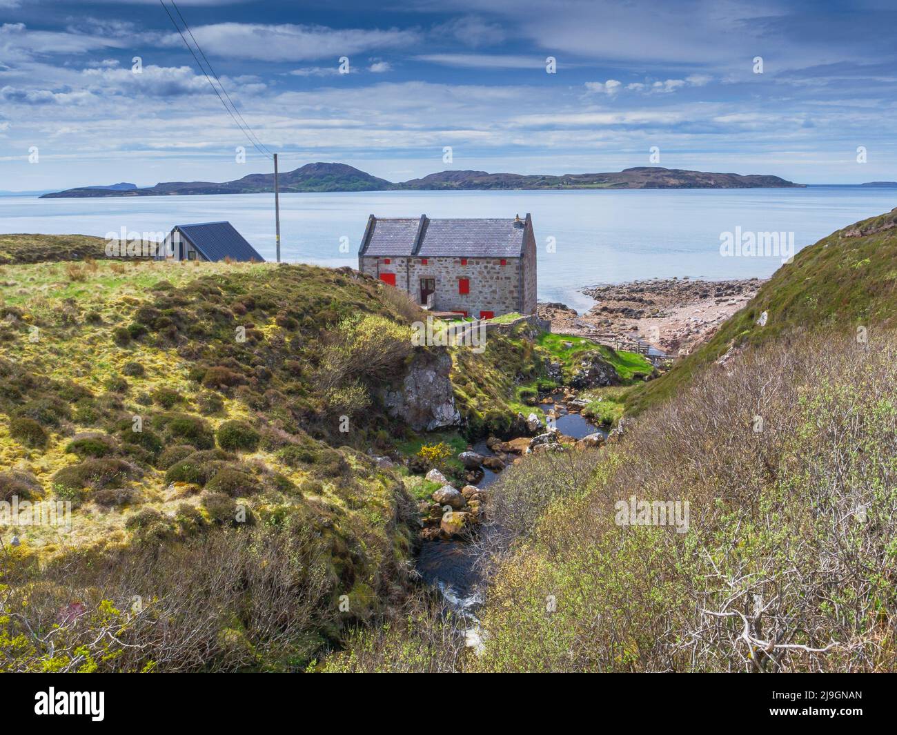Ein Steinhaus im Dorf Achiltibuie in Ross und Cromarty, Highland, Schottland Stockfoto