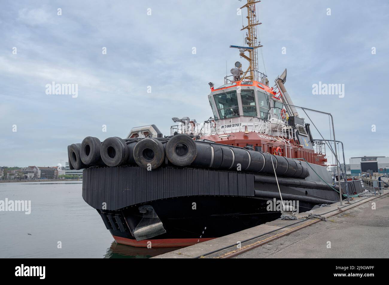 Nahaufnahme des Schlepper Hermes in Aarhus, Hafen Dänemark am 20. Mai 2022 Stockfoto