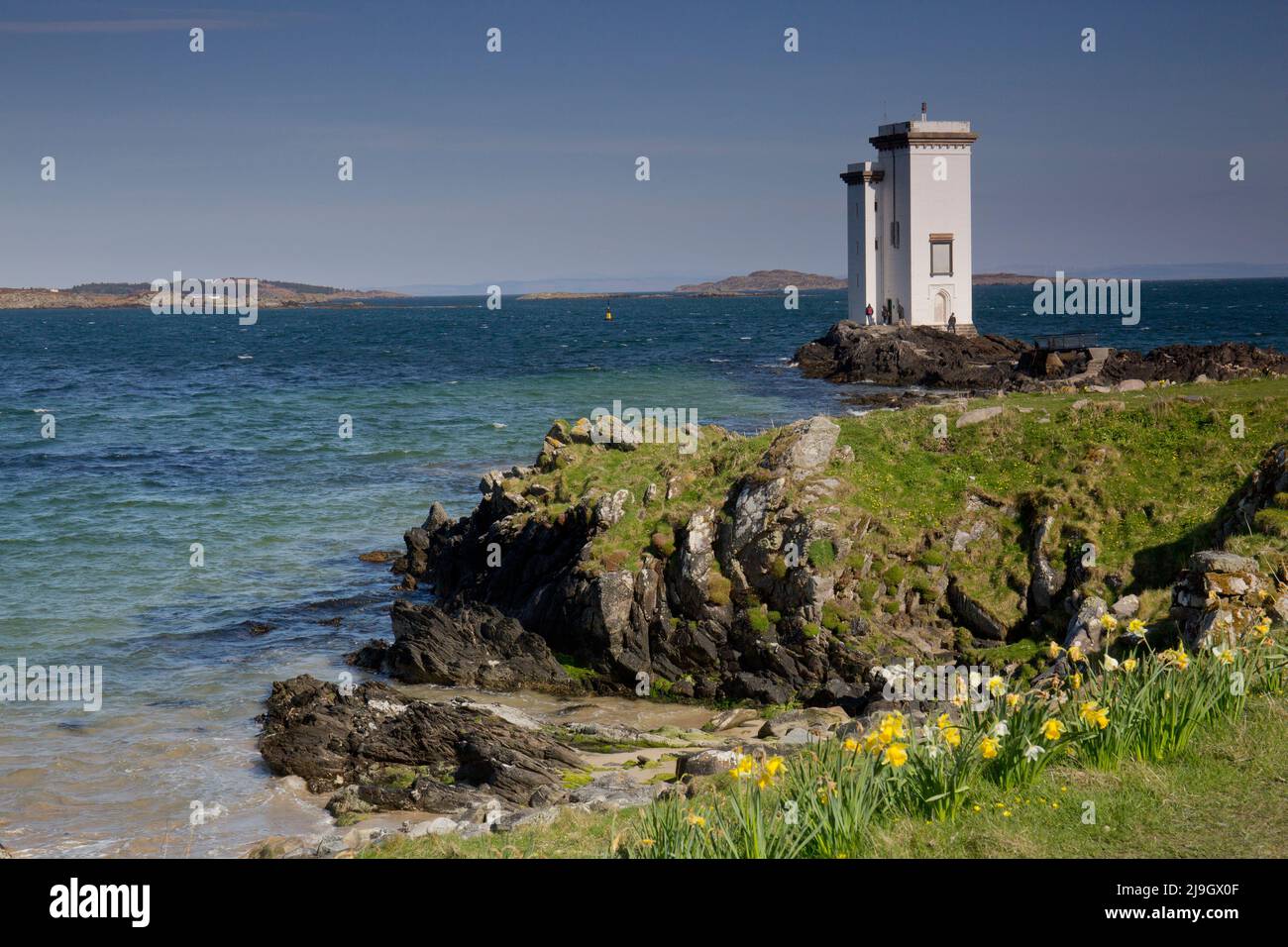 Carraig Fhada Lighthouse, Port Ellen, Islay, Schottland Stockfoto