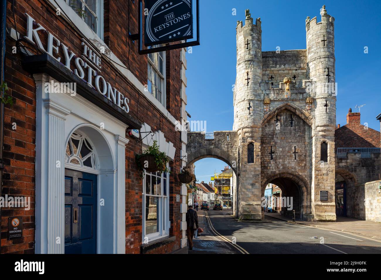 Morgen in der Monk Bar in York, North Yorkshire, England. Stockfoto