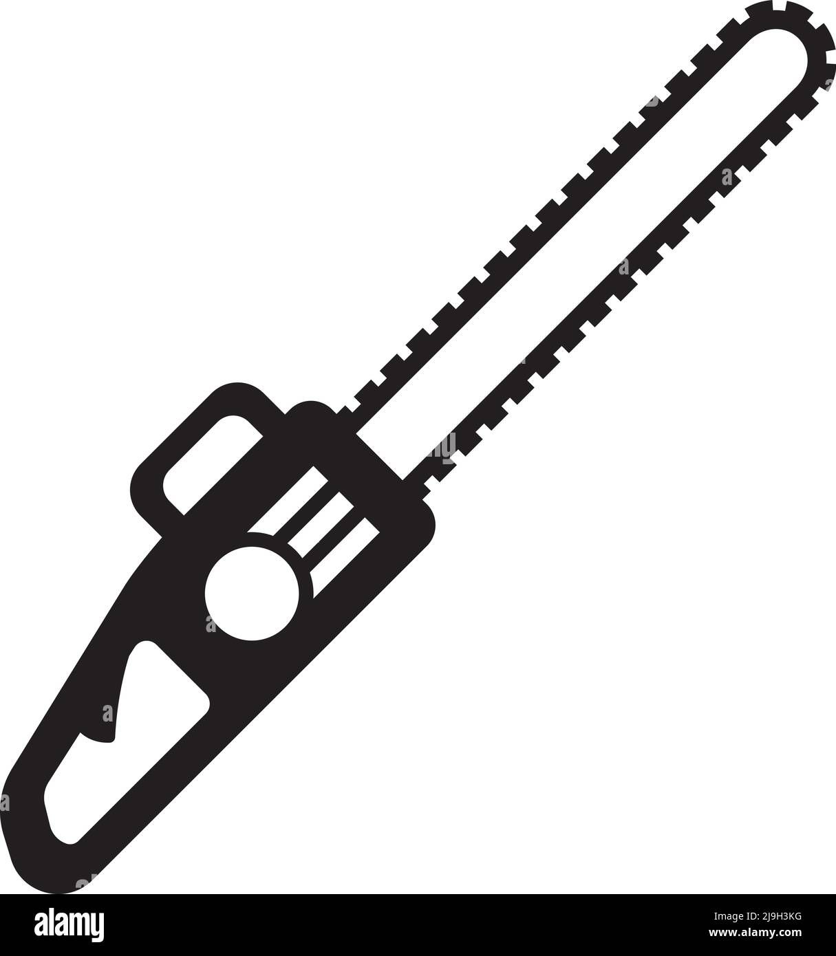 Einfaches schwarzes Symbol für die Motorsäge der Branche. Skizzieren Sie das Vektor-Symbol der Branche für Webdesign auf weißem Hintergrund. Stock Vektor