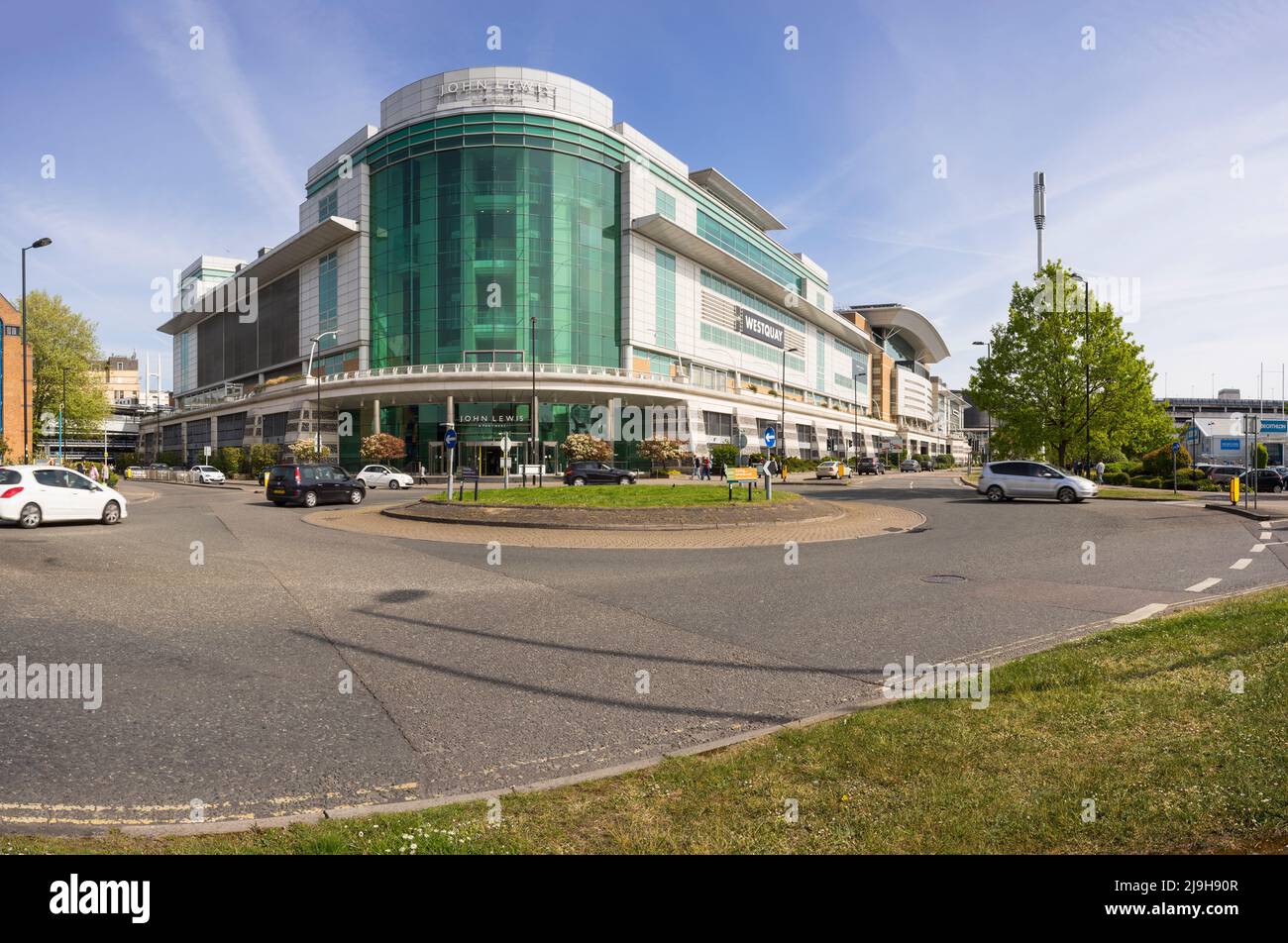 Das Einkaufszentrum West Quay in Southampton, England von der Harbour Parade aus gesehen Stockfoto