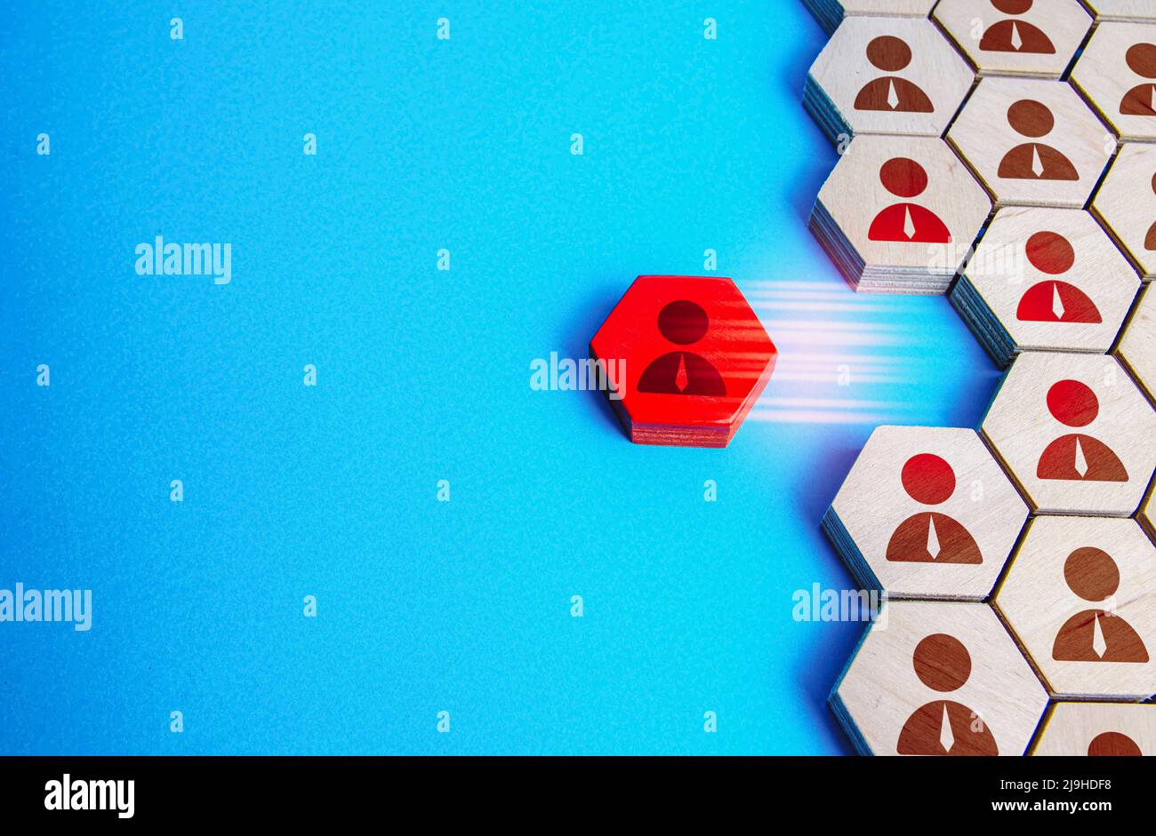 Entlassung eines inkompetenten Mitarbeiters aus dem Mitarbeiterstab. Reinigen Sie das Regierungssystem von Korruption. Lustration. Disziplinarverletzung. Nicht Zustimmter Stockfoto