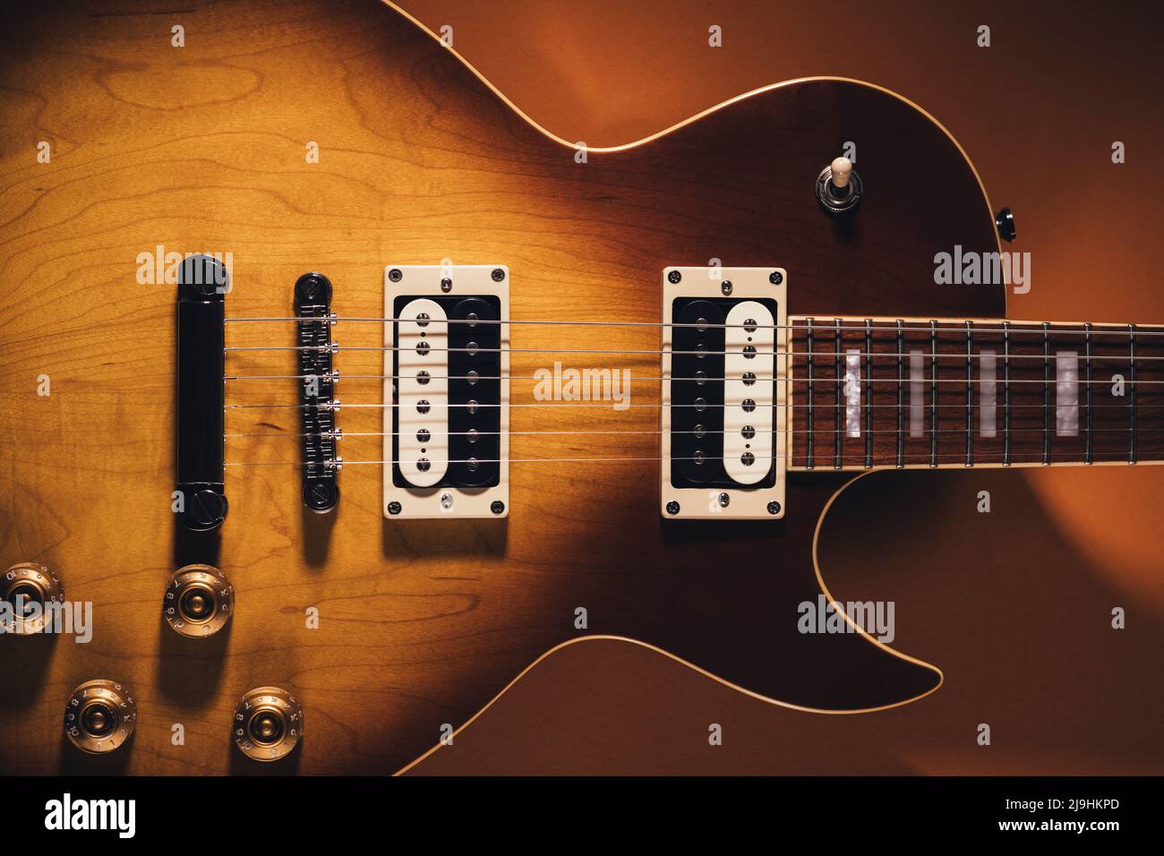 Studioaufnahme einer E-Gitarre im Retro-Stil Stockfoto