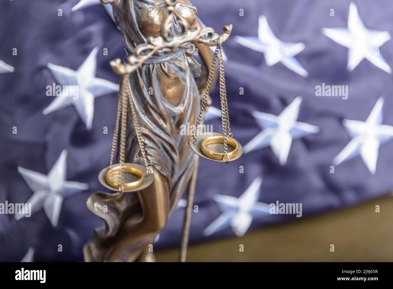 Flagge der USA und Konzept des Familienrechts. Stockfoto