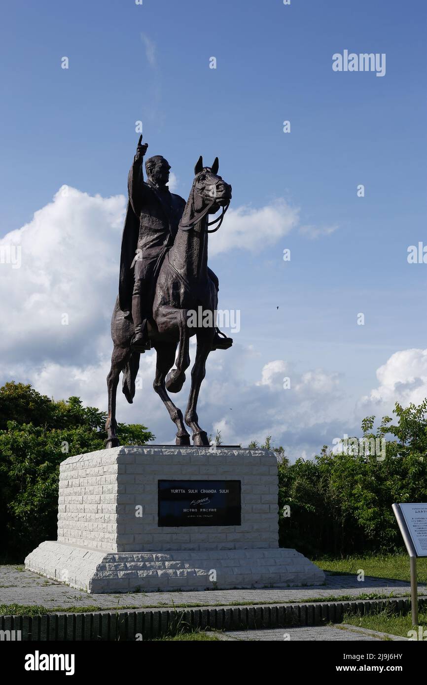 Kashino, Kushimoto, Higashimuro District, Wakayama, Japan 2022/01/05 , Statue von Kemal Atatürk (oder alternativ geschrieben als Kamâl Atatürk, Mustafa Kem Stockfoto