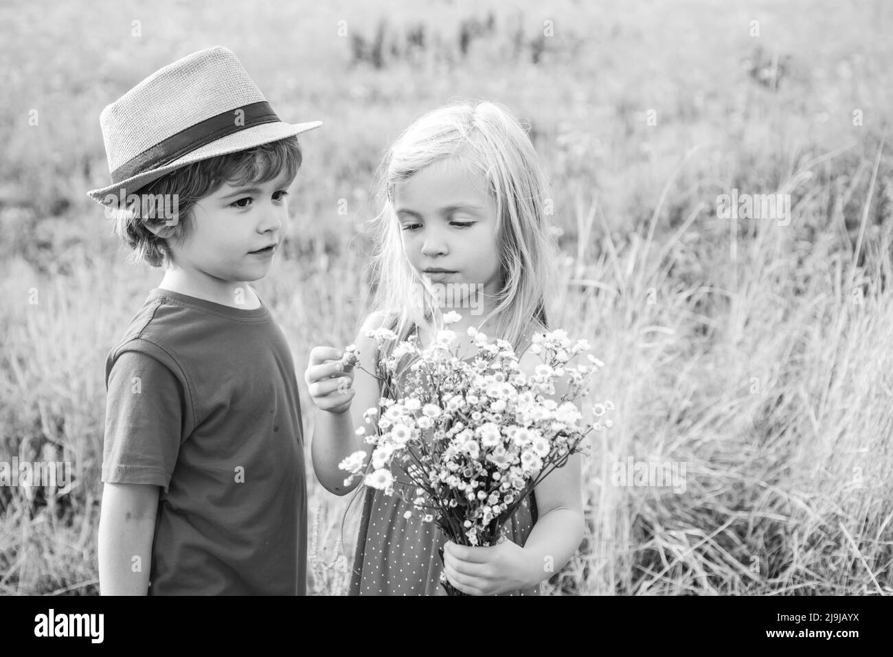 Kinder spielen im Herbstpark. Kinder Spaß im Freien im Herbst. Kleinkinder oder Kinder im Vorschulalter im Herbst. Stockfoto