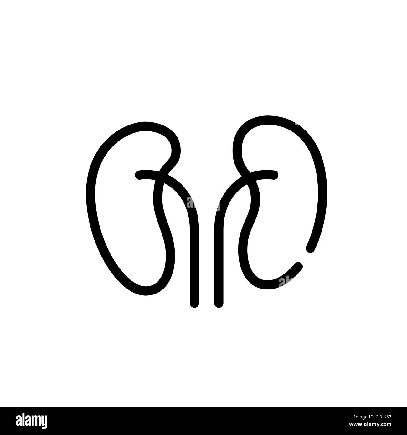 Menschliche Nieren. Symbol für innere Organanatomie. Pixelgenaue, bearbeitbare Konturlinie Stock Vektor