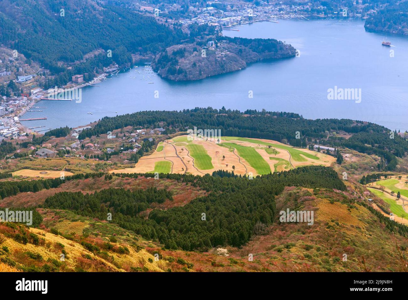 Ashi-See und Mt. Hakone in Hakone, Japan Stockfoto