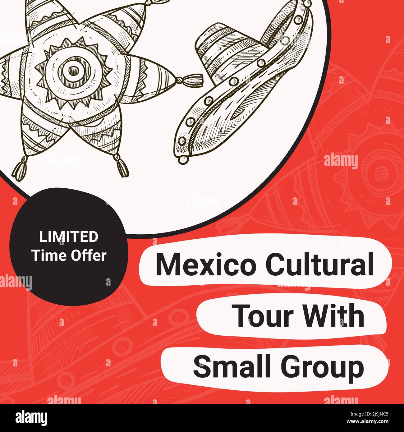 Mexiko Kulturtour in kleiner Gruppe, Reiseleitung Stock Vektor