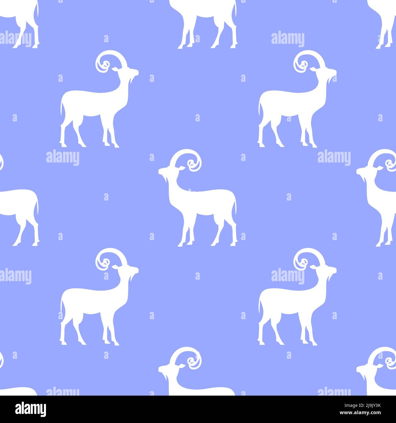 Mountain Ziege isoliert auf violettem Hintergrund ist in Nahtloses Muster - Vektor-Illustration Stock Vektor