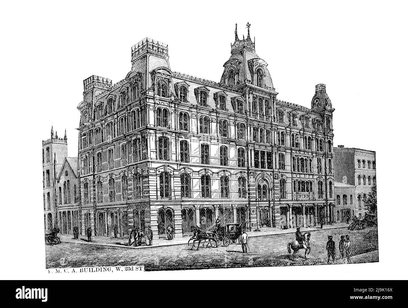 YMCA Gebäude W. 23d Street 1889 aus dem Reiseführer "illustrierte New York City und Umgebung. A descriptive Guide to Places of Interest ' von Charles W Hobbs, Erscheinungsdatum 1889 Herausgeber New York, C.W. Hobbs & co Stockfoto