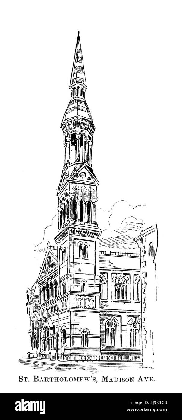 St. Bartholomews Madison Avenue 1889 aus dem Reiseführer illustrierte die Stadt und Umgebung von New York. A descriptive Guide to Places of Interest ' von Charles W Hobbs, Erscheinungsdatum 1889 Herausgeber New York, C.W. Hobbs & co Stockfoto