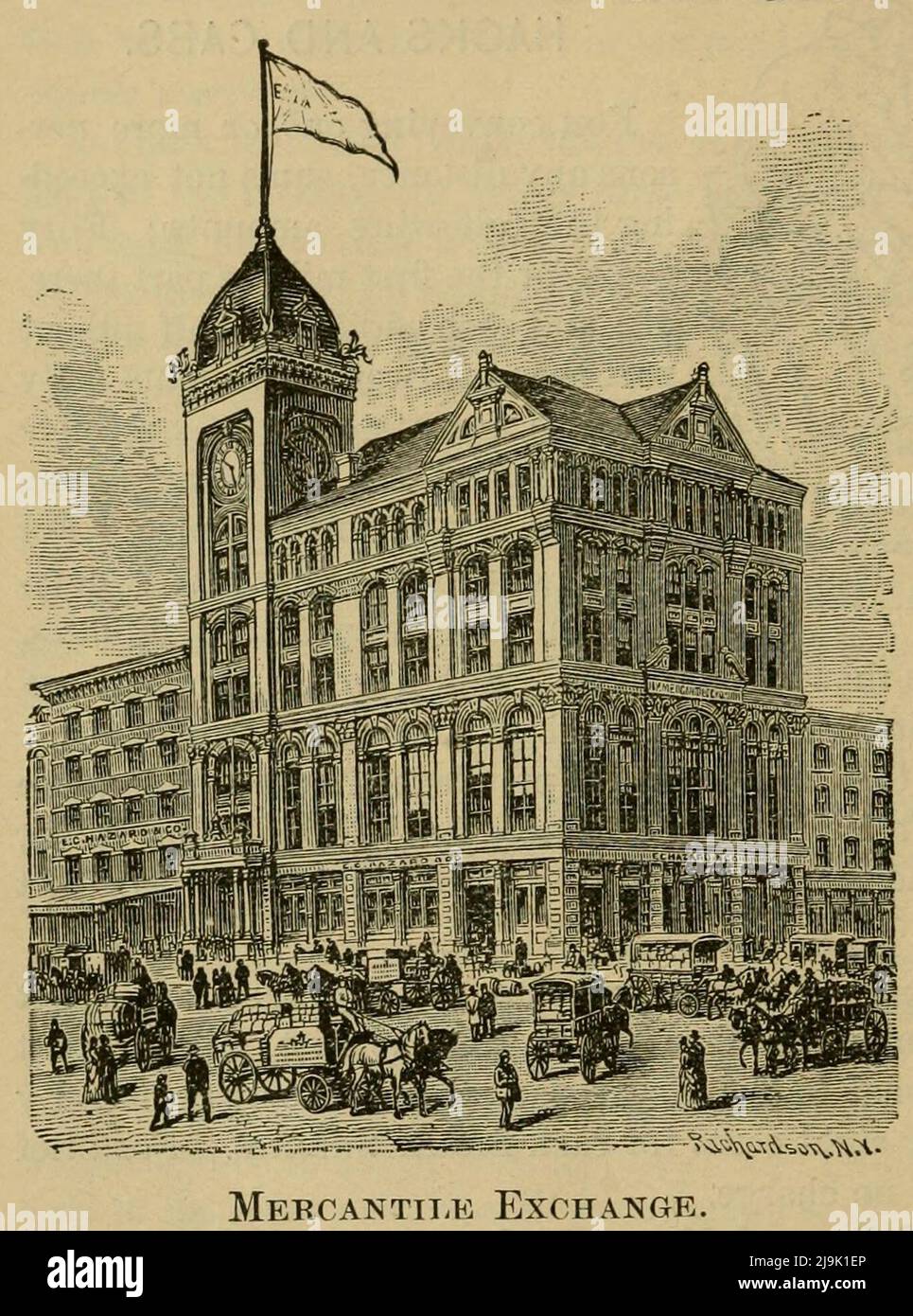 Mercantile Exchange 1889 aus dem Reiseführer "illustrierte die Stadt und die Umgebung von New York. A descriptive Guide to Places of Interest ' von Charles W Hobbs, Erscheinungsdatum 1889 Herausgeber New York, C.W. Hobbs & co Stockfoto