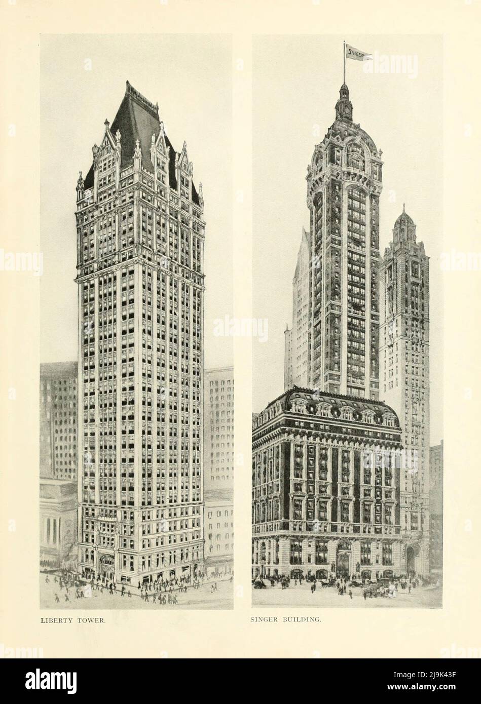 Liberty Tower; Singer Building 1911 aus dem Buch ' New York Illustrated ' Erscheinungsdatum 1911 Verlag New York : Success Postal Card Co. Stockfoto