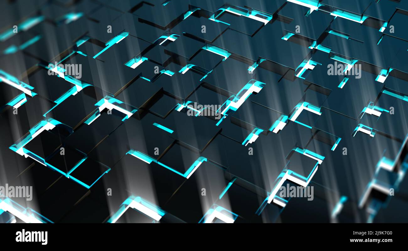 Netzwerk und Daten Netz System abstrakter Hintergrund.Struktur und Verbindung.3D Illustration.Technik und Wissenschaft Konzept. Stockfoto