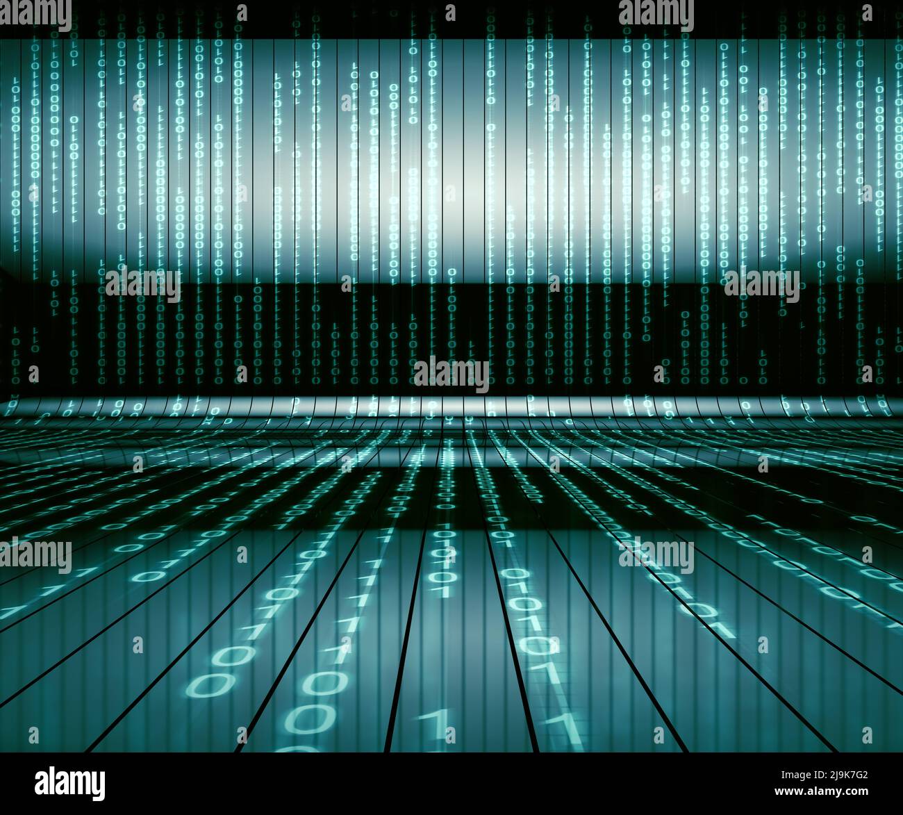 Matrix und binäre Sprache abstrakter Hintergrund.Technologie und Computer-Grafik-Konzept. Binärer Code close up Design.3D Rendering. Stockfoto
