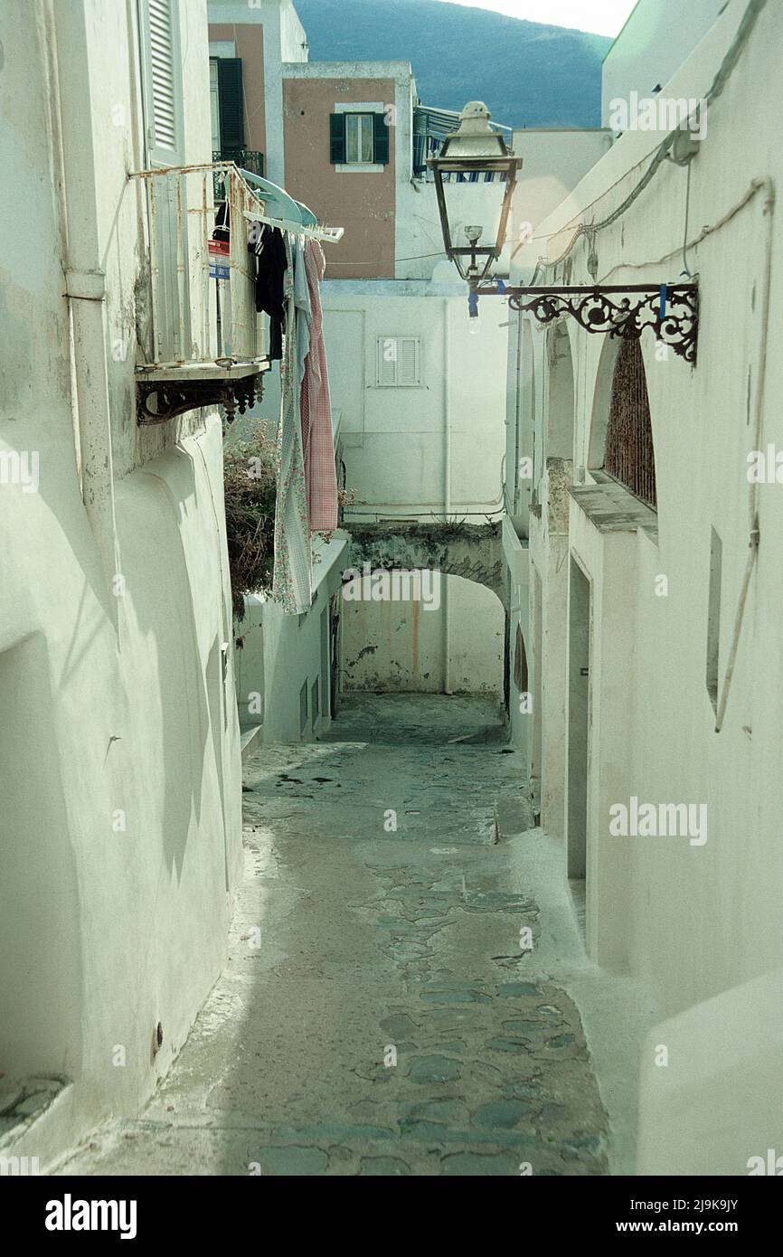 Gasse in der Altstadt von Ponza, Insel, Süditalien, Italien, Tyrrhenisches Meer, Mittelmeer, Europa Stockfoto