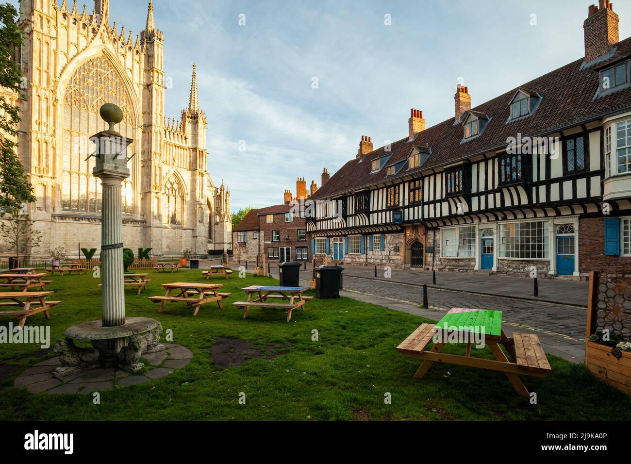 Morgen am College Green in York, England. Stockfoto