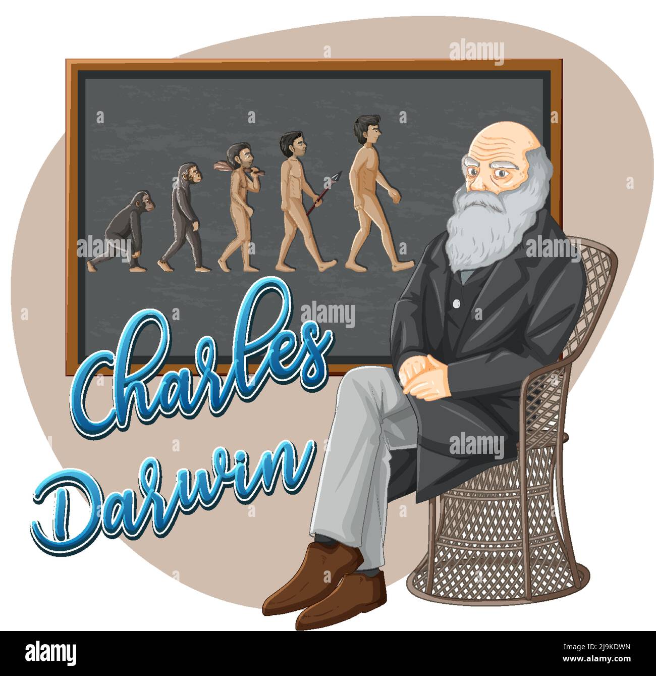 Charles Darwin Karikatur Figur Illustration Stock Vektor