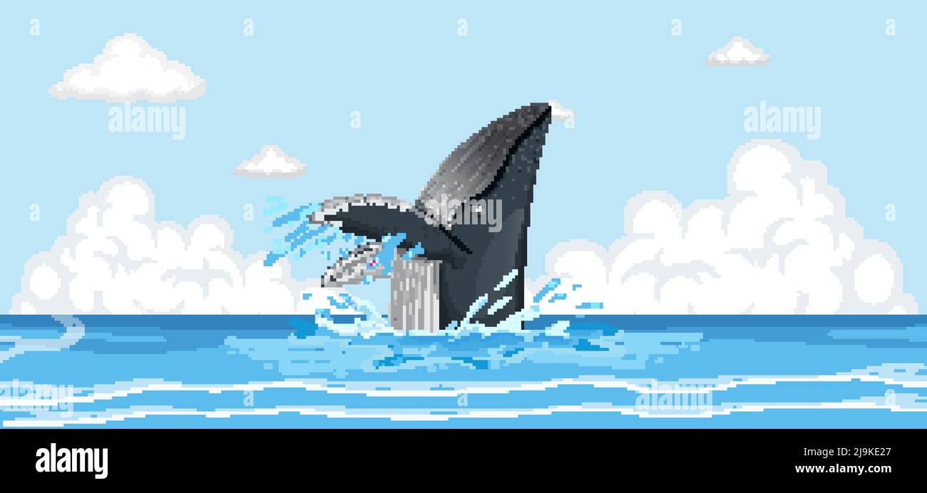 Buckelwal im Wasser Illustration Stock Vektor