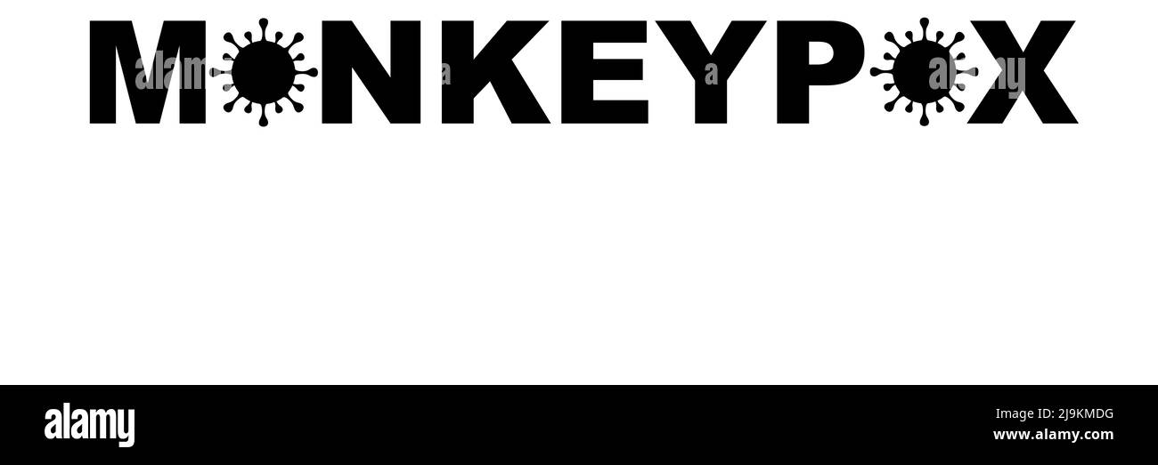 Monkeypox. MONKEYPOX-VIRUS. Zoonotische Viruserkrankung, die nicht-menschliche Primaten, Nagetiere und einige andere Säugetiere infizieren kann. Virendesign mit Text. Stockfoto