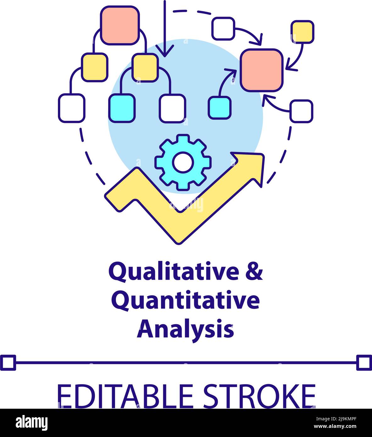 Symbol für das Konzept der qualitativen und quantitativen Analyse Stock Vektor