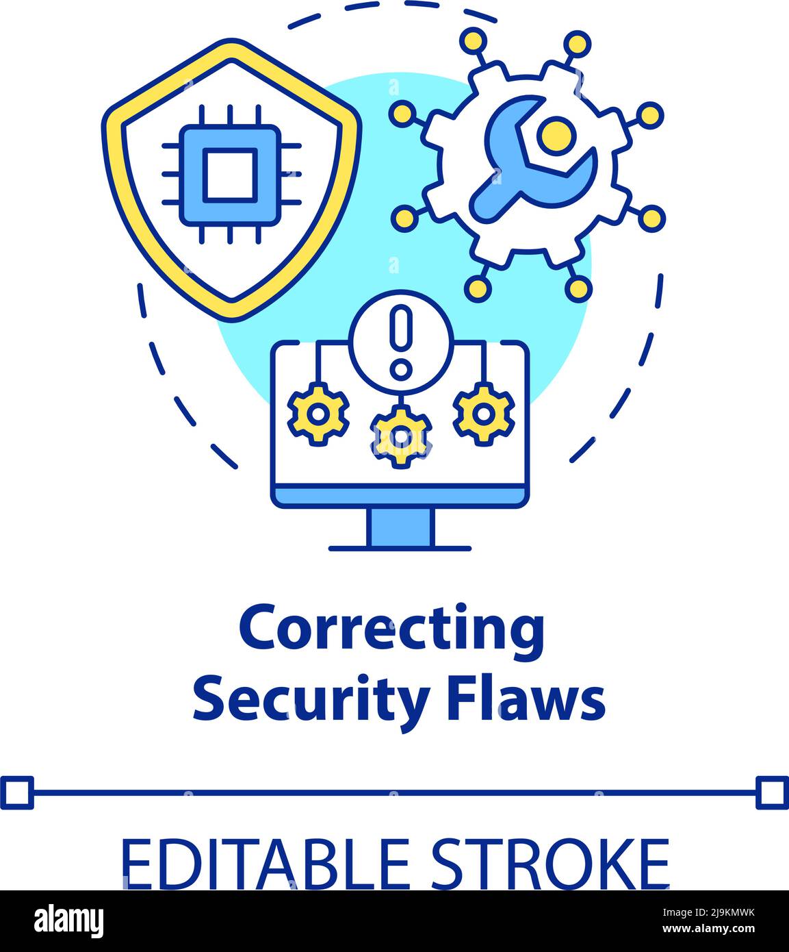 Symbol für das Konzept zur Behebung von Sicherheitsfehlern Stock Vektor